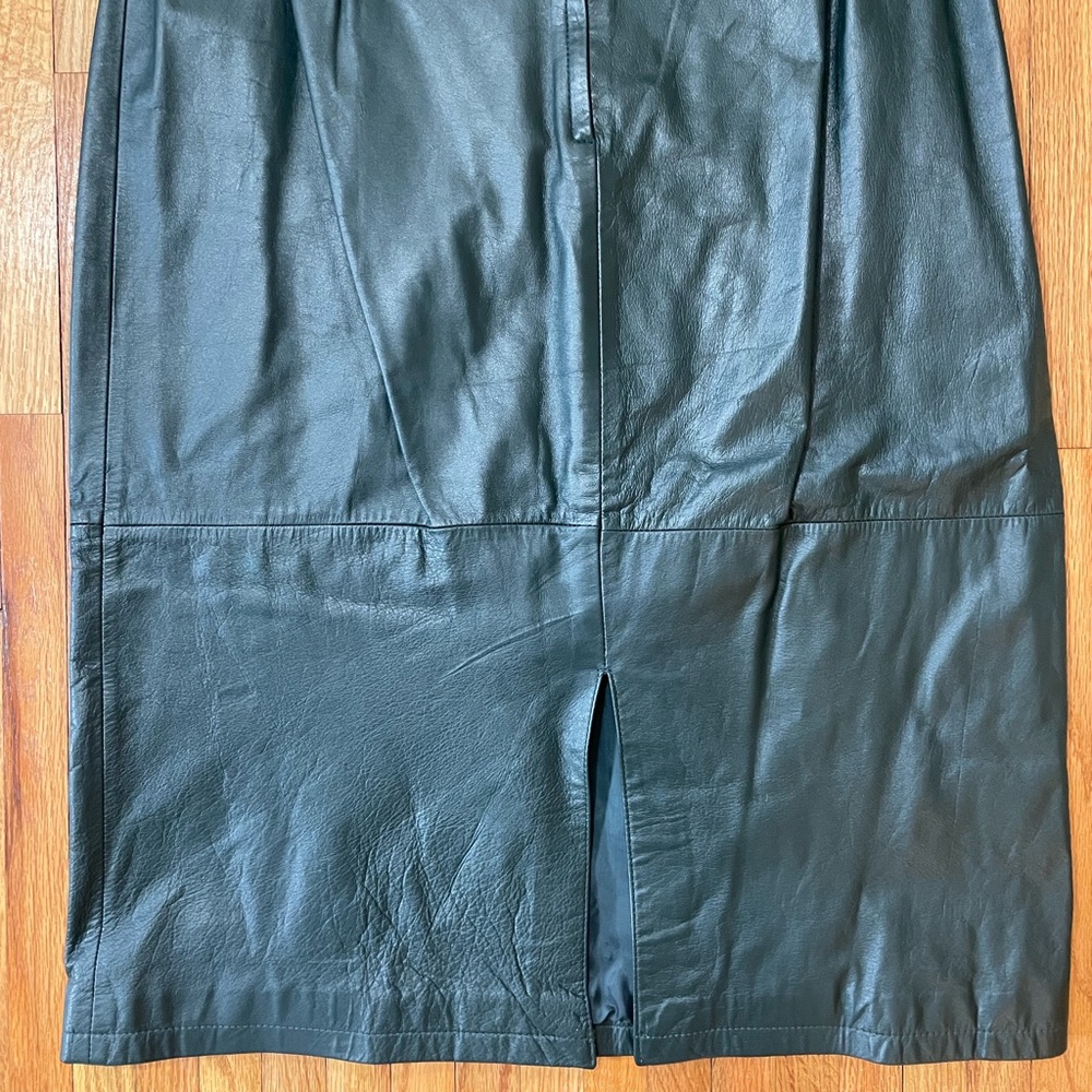 Vintage Green Leather Skirt - Picture 9 of 13
